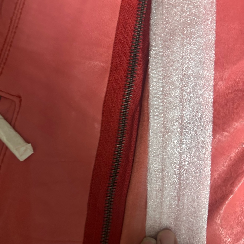 Women's Red Jacket real Leather Lamb size large Jaye E. NWT zipper pockets - Picture 14 of 16